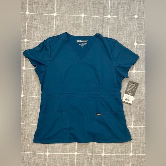 NEW Greys Anatomy Matching Scrub SET Classic Drawstring Pants & Mock Wrap Top XL - Picture 10 of 13
